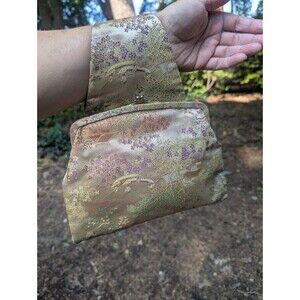 Vintage Courtine De Paris Chinese Figural Silk Brocade Evening Bag Muff Purse